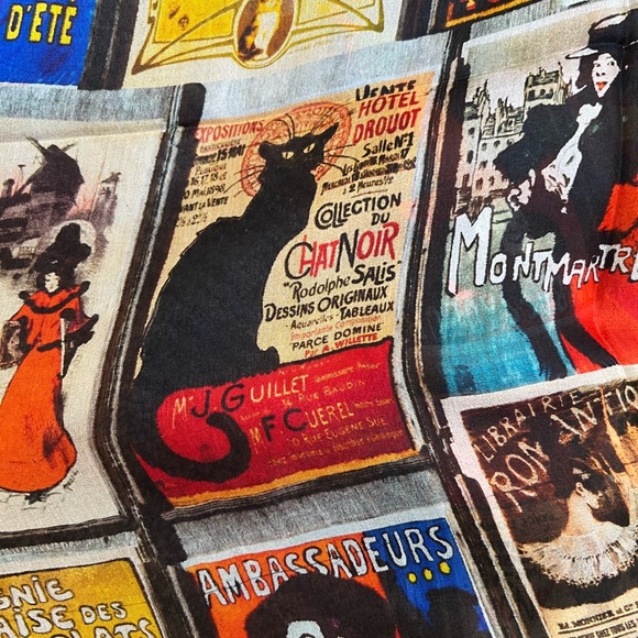 NWT Signals 100% Silk Scarf Wrap Retro Advertising Posters Vintage 72 x 20 - Picture 4 of 6